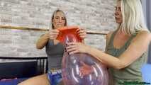 Olivia & Mia - two sexy girls pops your balloons by nail2pop, sit2pop, bite2pop, stomping and one b2p