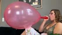 Blow2Pops custom red Longneck balloon in bra