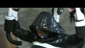 03:00 Min. video with Katharina tied and gagged in a shiny nylon downjacket