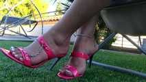 pink heels dangling