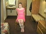 PUNK MELA IS BAREFOOT,MOUTH STUFFED, CLEAVE GAGGED, TOE-TIED & TRIES TO MAKE PHONE CALL (D43-11)