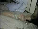 26 Yr OLD K-MART CLERK MUMMY PLASTIC WRAPPED NAKED, WRAP TAPE GAGGED, SPANKED & FOOT TICKLED (D38-16)