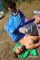 Dana & Ketrin  - Dana joins to her former captive, both are ball tied and trash bag packed