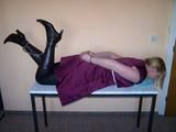Tied up in a bordeaux dress 
