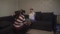 Elysa roped on couch 