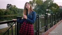 Lovely girl Irina enjoying a nice weather and a 120mm cigarette