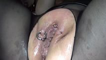Red butt plug 6 cm diameter in the asshole