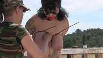 Breast Predicament Bondage Walk Training for Lilith K on the new Training Parcours - Walk two