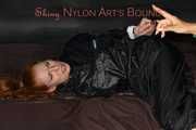 Part 2 of Stella overpowering intruder Ronja both wearing shiny nylon!