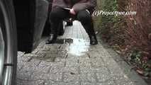 056022,056023, 056024 Kasha Peeing In Public On A Winter Afternoon.