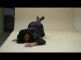 Stella posing infront of the camera wearing supersexy black rainwear and highheels (Video)