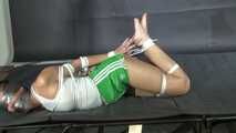 Rachel's Escapechallenge in shiny nylon Shorts. She really tried but I needed to help her three times.