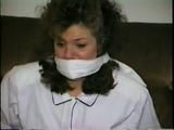 21 YR OLD COLLEGE STUDENT CINDY TIES UP AND GAGS HERSELF & IS HOG-TIED (D44-3)