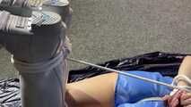 Lady M tied and spanked in shiny blue nylon shorts