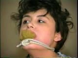 18 YR OLD LATINA CUTIE GETS MOUTH STUFFED WITH SPONGE, TIED IN WITH ROPE, PLASTIC WRAP STUFFED IN MOUTH, CLEAVE GAGGED, TIT TIED & HANDGAGGED  (D50-6)