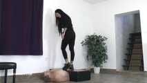 Slave's orgasms under Mistress Cleo's platform shoe