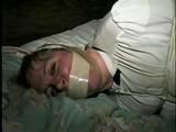 30 Yr OLD BBW SINGLE MOM IS HOG-TIED, WRAP TAPE GAGGED, BALL-TIED NAKED ON THE BED, CLEAVE GAGGED,  NYLON STOCKING FEET TIED AND TOE-TIED (D62-2)