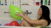 taking a bath with balloons [nails, scissors lighter]
