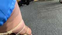 Myxxxy bound, gagged and spanked in a shiny nylon Shorts and Windbreaker