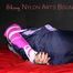 Watching Pia wearing blue/pink shiny nylon rainwear being tied and gagged and hooded with tape and a clothgag (Pics)