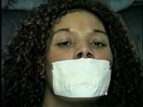 28 YR OLD MOM GETS MOUTH STUFFED, MEDICAL TAPE & SEMI-CLEAR TAPE GAGGED, HANDGAGGED, VIBRATOR USED ON TITS & WEARING LINGERIE, GARTER BELT & NYLON STOCKINGS (D59-15)
