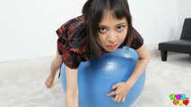 773 Yuli practices on the exercise ball.