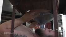 Tatjana peeing in the slave's mouth and instructing the subgirl to do the same