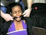 BLACK STUDENT, BALL-GAGGED, BALL-TIED, ACE BANDAGE & CLEAVE GAGGED & HOG-TIED  (D32-6)
