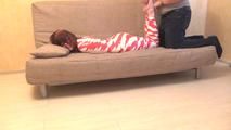 [From archive] Stella - wrapped in red and white duct tape (video)