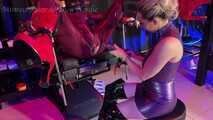 Rubber slave gets to test the new BDSM furniture - With Mistress Polar 