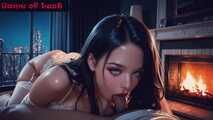 3d tanned brunette in white corsette pov fuck
