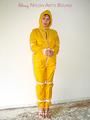 Leonie tied and gagged outdoor wearing shiny yellow rainwear (Pics)