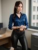 Brunette Secretary With Dark Satin Blouse Cuffed
