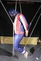SEXY SONJA tied and gagged with ropes and a clothgag suspended wearing a sexy red/blue downwear combination (Pics)