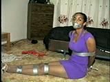 BLACK STUDENT TIED, GAGGED & HOG-TIED WITH DUCT TAPE (D28-3)