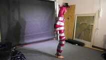 Myxxxy bound and gagged in shiny nylon Rainwear