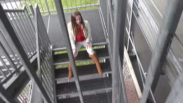 Stella roped hard on stairs 1/2