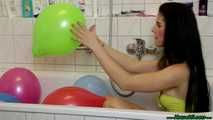 taking a bath with balloons [nails, scissors lighter]