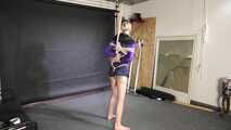Myxxxy tied and gagged in shiny nylon Shorts and Windbreaker