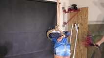 Myxxxy bound, gagged and spanked in a shiny nylon Shorts and Windbreaker