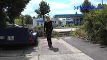069017 Tiffany Pees Behind A Parked Trailer
