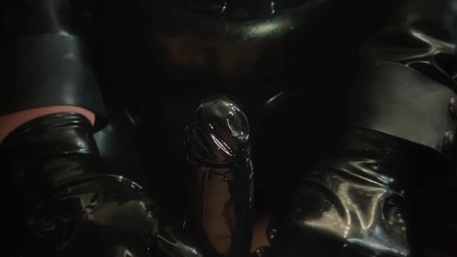 Rubber tail milking by the strict hooded dominatrix