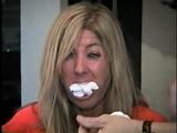 42 YEAR OLD LAWYER IS F0RCED TO GAG HERSELF WITH HER OWN STINKY SWEATY SOCKS, MOUTH STUFFED WITH OWN SOCKS THEN WRAP BONDAGE TAPE GAGGED  Pt5 (D63-12)