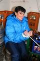 Jill tied and gagged in a down jacket