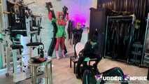 Rubber slave is used as a human toilet and has to suck cock