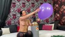 sexy topless pump2pop seven balloons with the helium tank