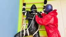 Breathplay in unbreathable, thick PVC overall.