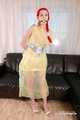 Morrigan - taped in yellow trash bag dress