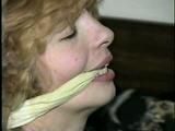 CUTIE FACE TERRI IS BAREFOOT, BALL-GAGGED, TIT TIED, CLEAVE GAGGED & TOE TIED (D47-10)