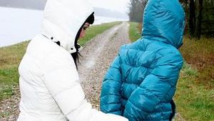 Petra tied by Jill in shiny nylon down jackets